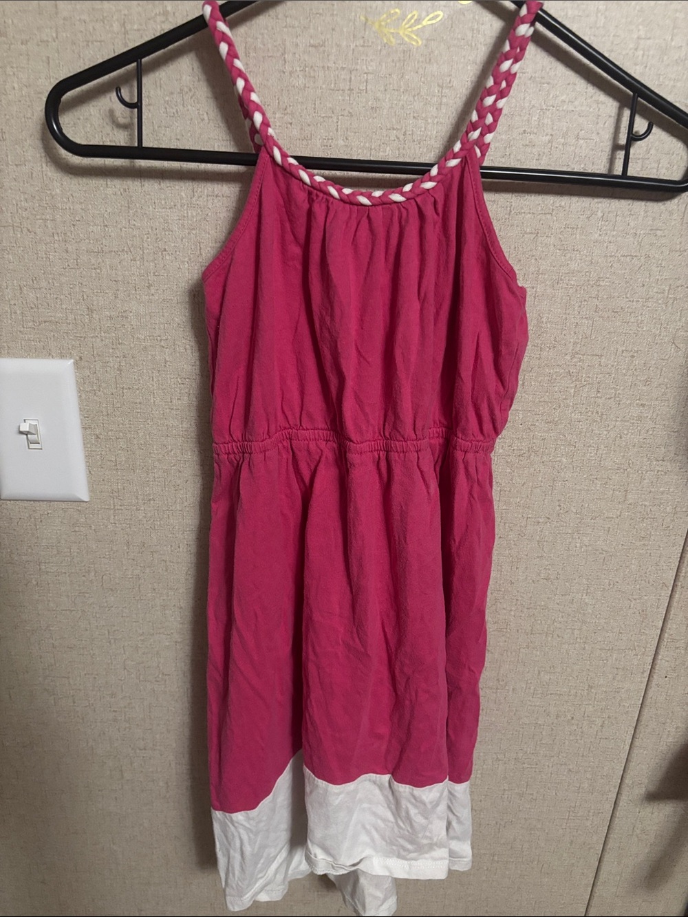Girls' Hot Pink and White Sleeveless Summer Dress